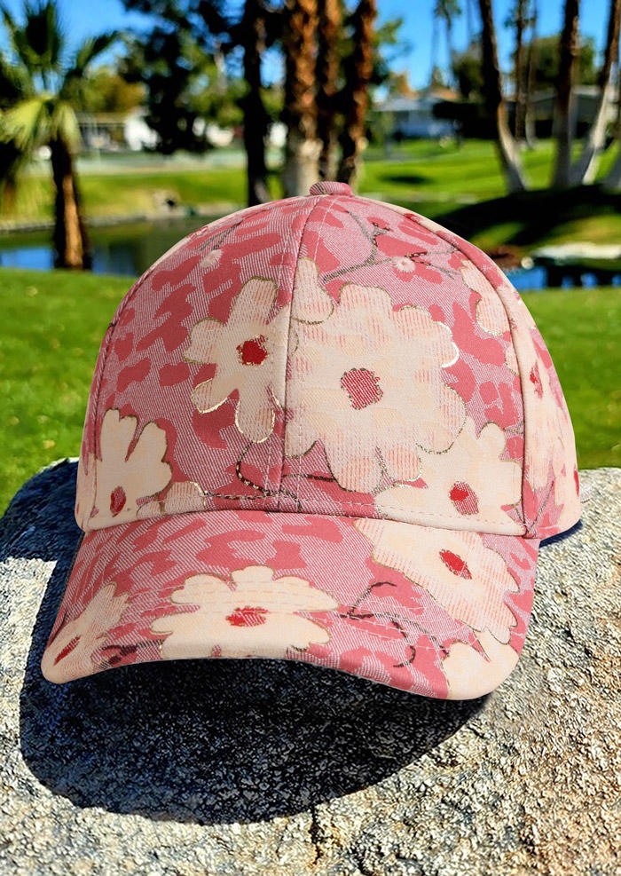 

Floral Leopard Hollow Out Baseball Cap, Pink, SCM013236