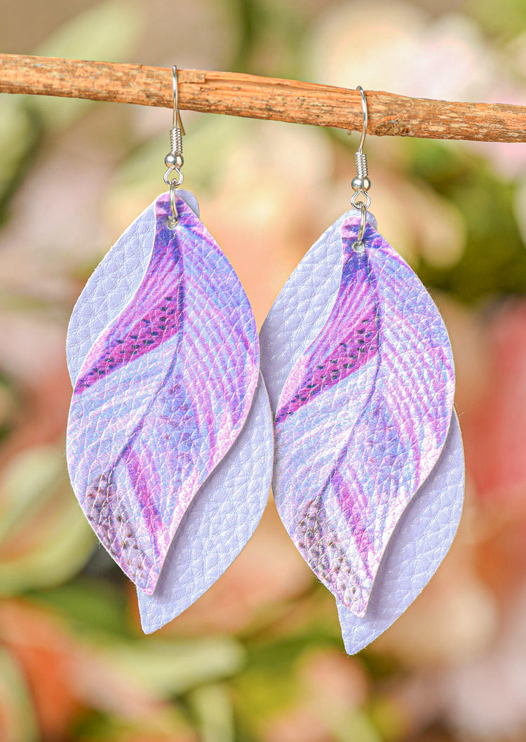 

Feather PU Leather Double Sided Earrings, Purple, SCM013582