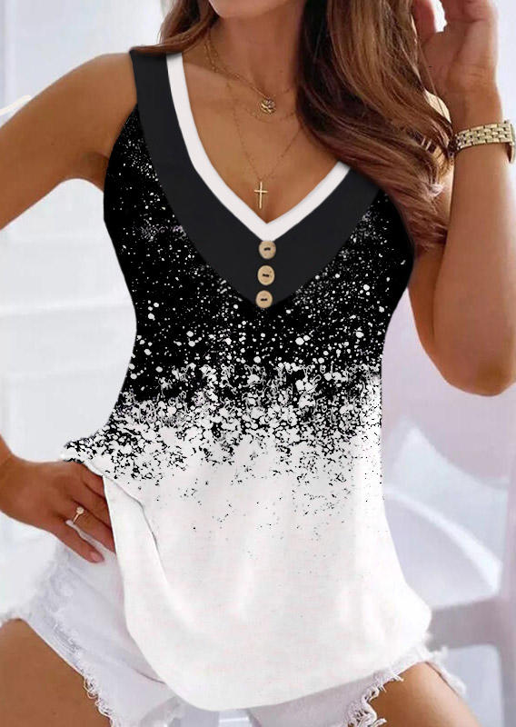 

Gradient Button Casual Tank, Multicolor, SCM013773