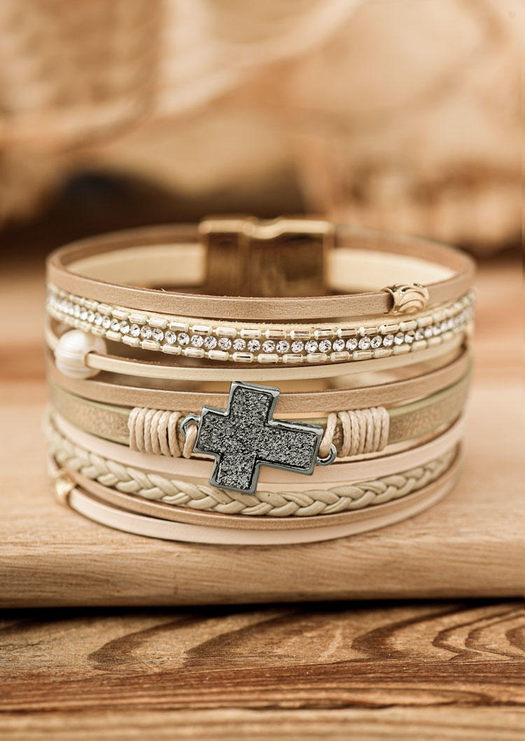 

Pearl Cross Magnet Buckle Bracelet, Multicolor, SCM011706