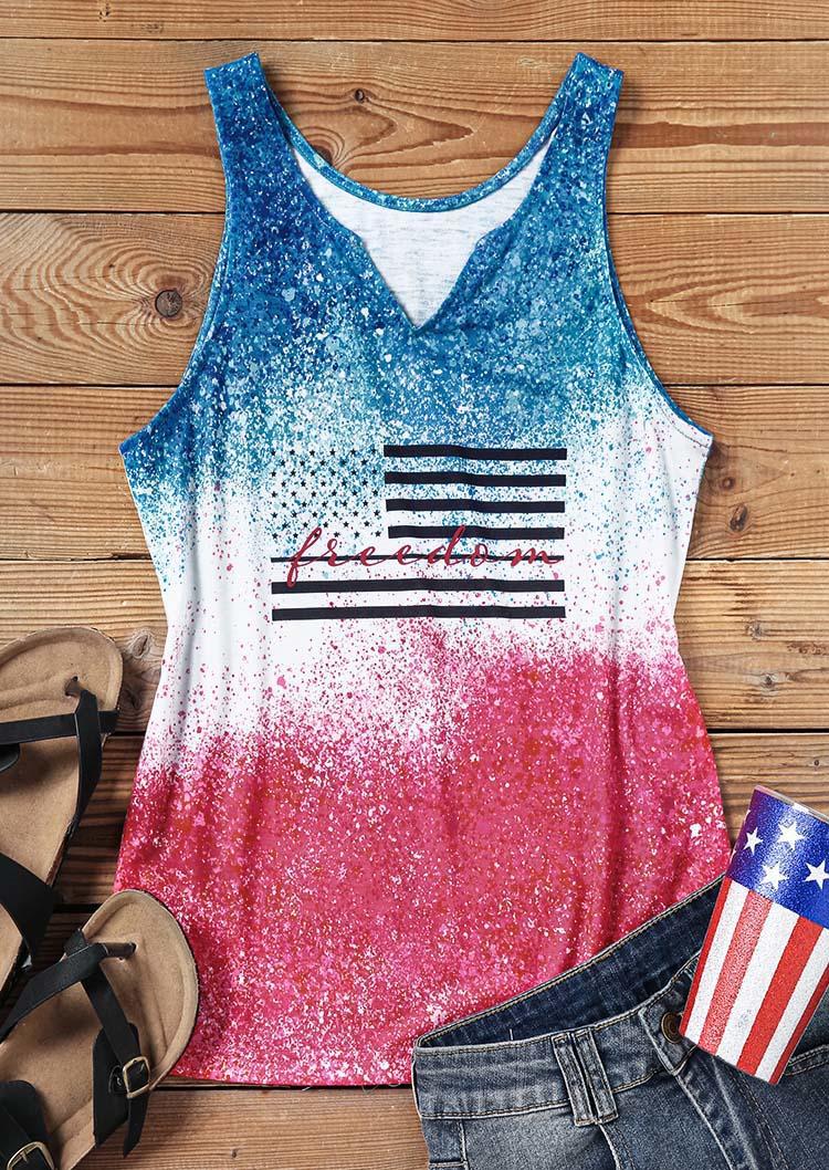 Freedom American Flag Notched Neck Tank