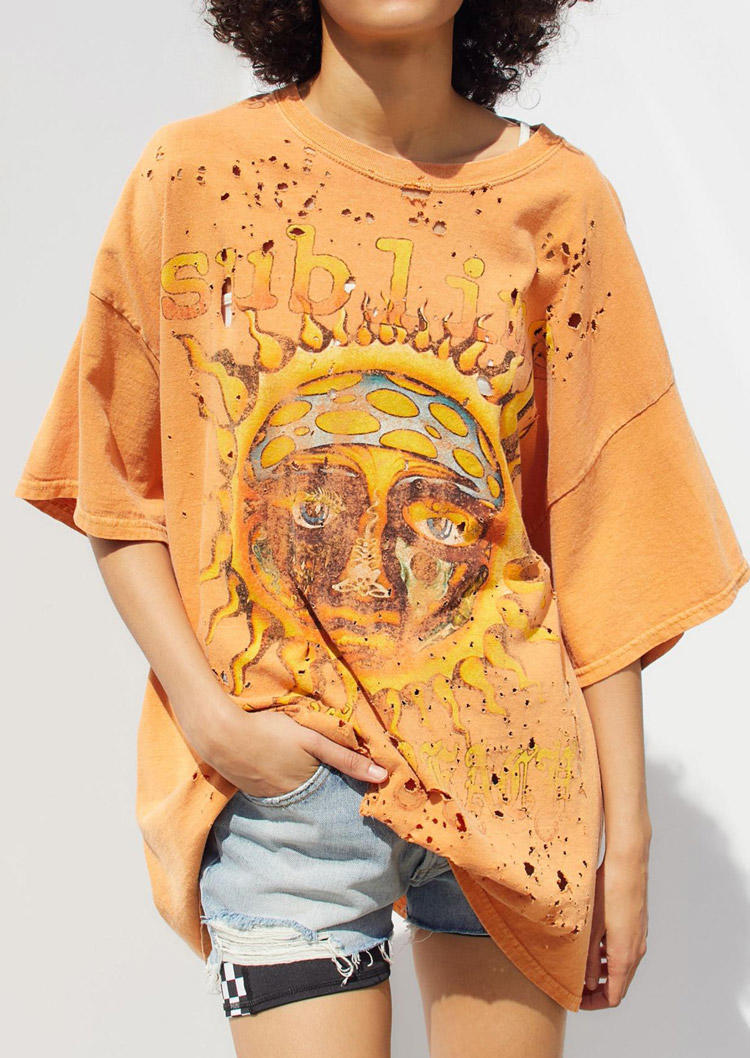

Sublime Long Beach Sun O-Neck T-Shirt Dress - Yellow, SCM013875
