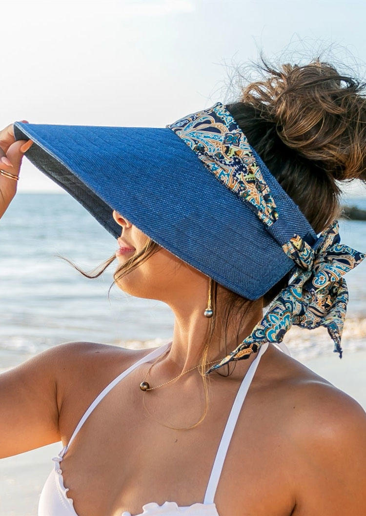 

Ethnic Bowknot Hollow Out Sun Visor Hat, Blue, SCM013662