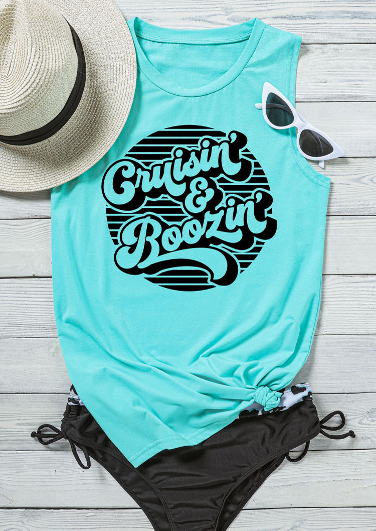 

Cruisin' & Boozin' O-Neck Tank - Cyan, Blue, SCM013897