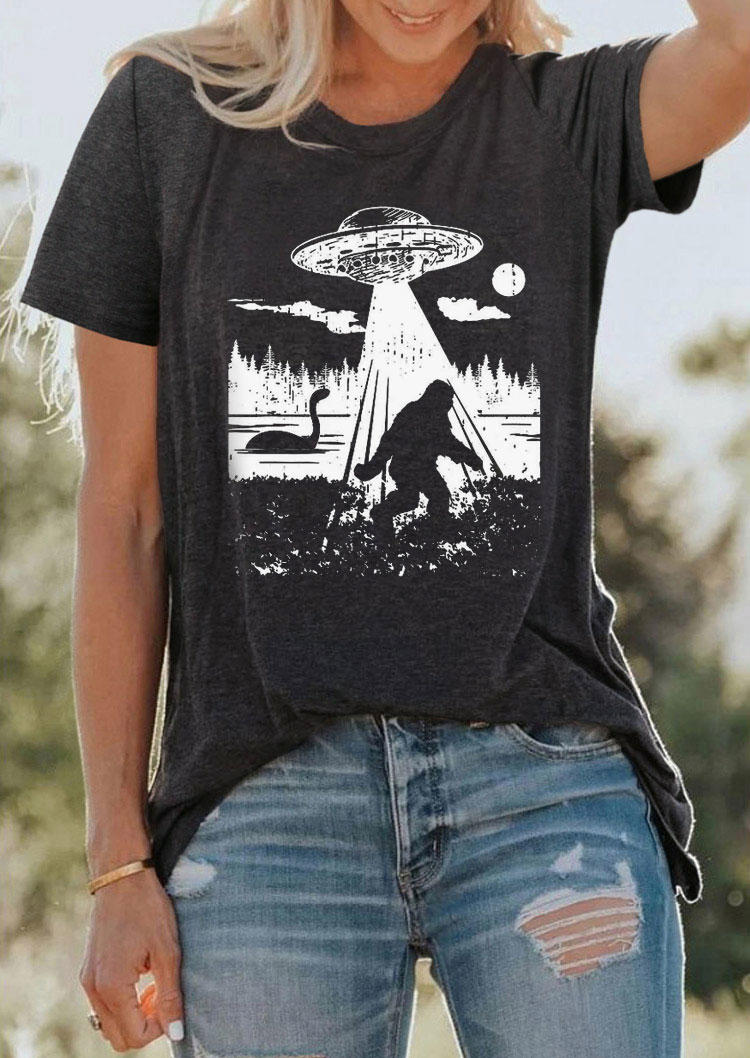 

Alien O-Neck Casual T-Shirt Tee - Dark Grey, Gray, SCM013960