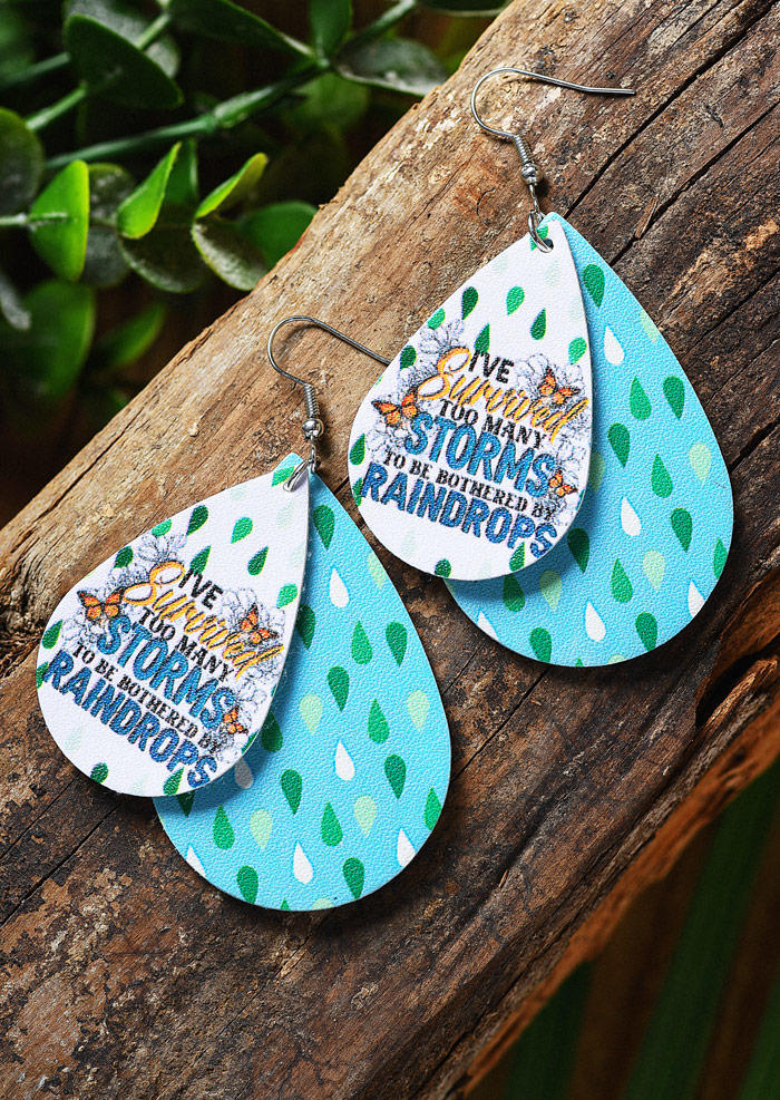 

I've Survived Too Many Storms To Be Bothered by Raindrops Earrings, Multicolor, SCM013516
