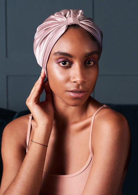 

Ruched Sleep Turban Hat - Pink, SCM013561