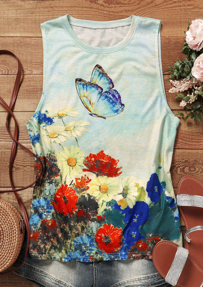 Floral Daisy Butterfly Casual Tank