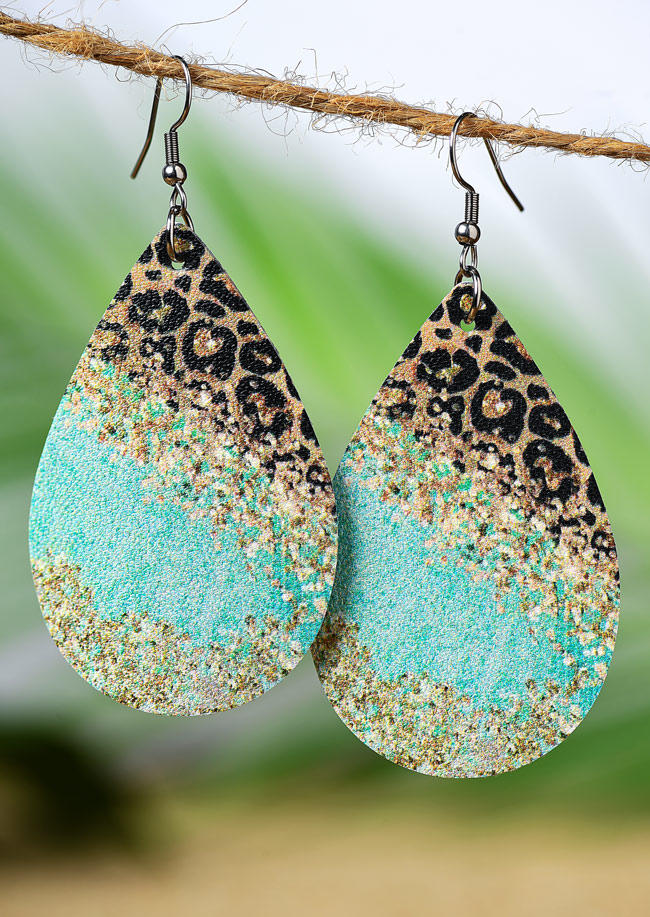 

Glitter Leopard PU Leather Water Drop Earrings, Multicolor, SCM013864