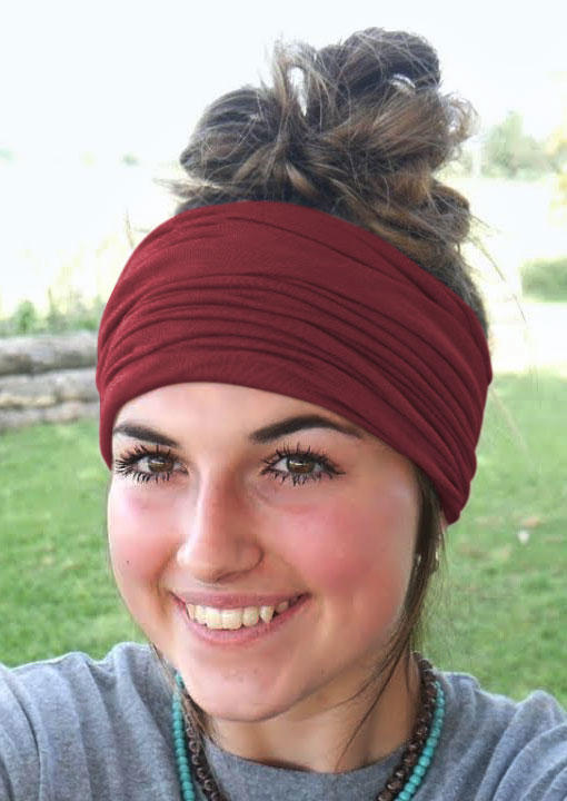 

Ruched Elastic Sports Wide Headband, Red, 535922