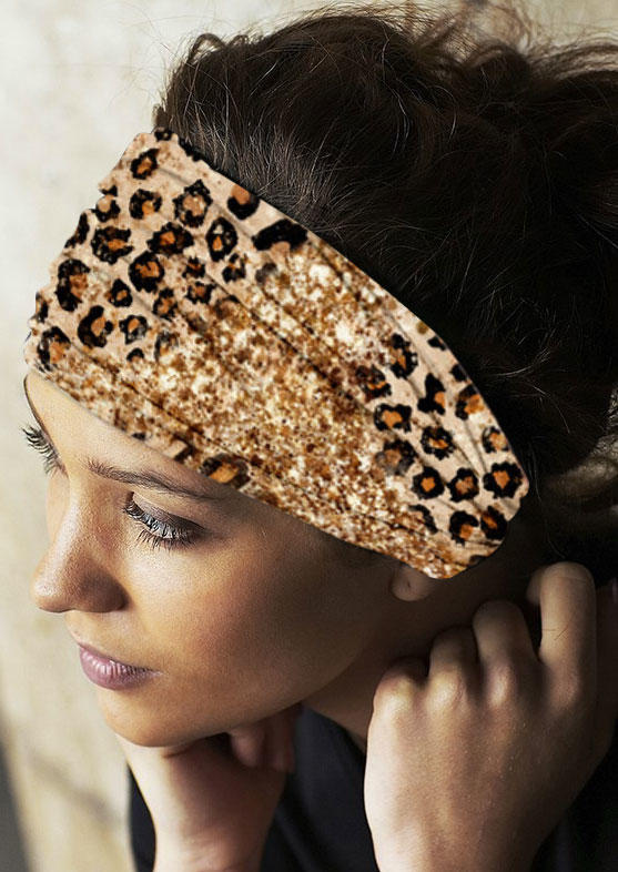 

Leopard Glitter Yoga Wide Headband, Gold, SCM010786
