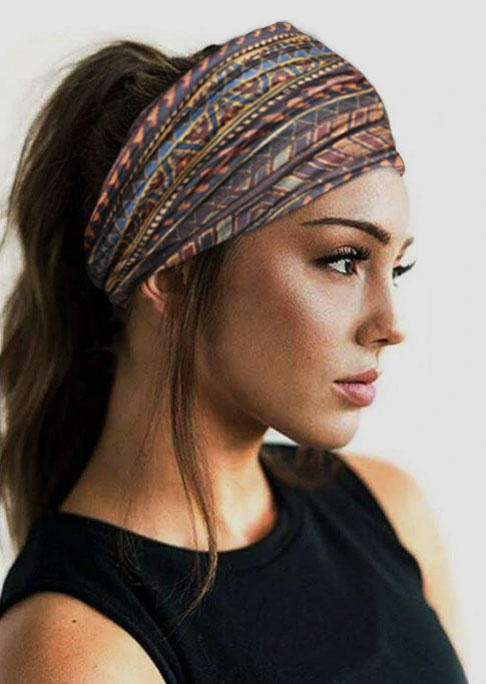 

Vintage Geometric Yoga Wide Headband, Multicolor, SCM011572