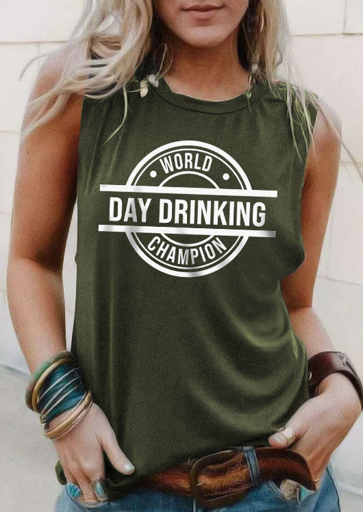 

World Day Drinking Champion Tank - Army Green, SCM013169