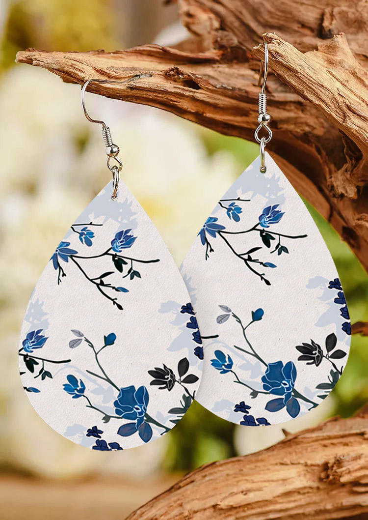 

Floral Water Drop PU Earrings, Multicolor, SCM013349