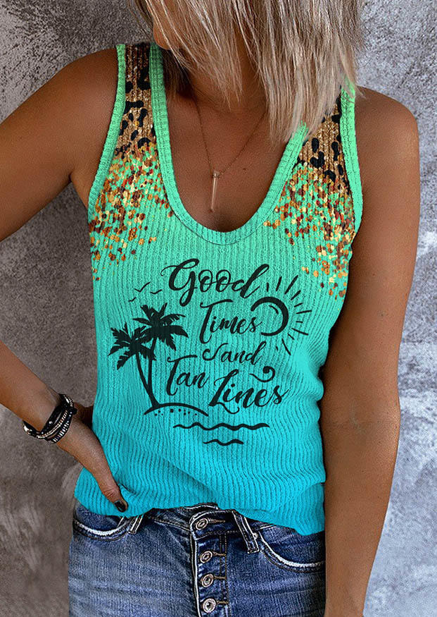 

Good Times And Tan Lines Leopard Gradient Coconut Tree Tank, Multicolor, SCM014034