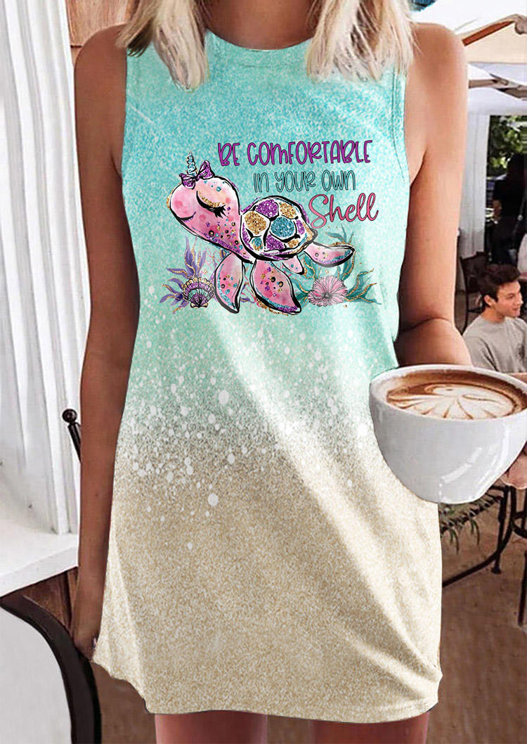 

Be Comfortable In Your Shell Turtle Gradient Mini Dress, Multicolor, SCM014049