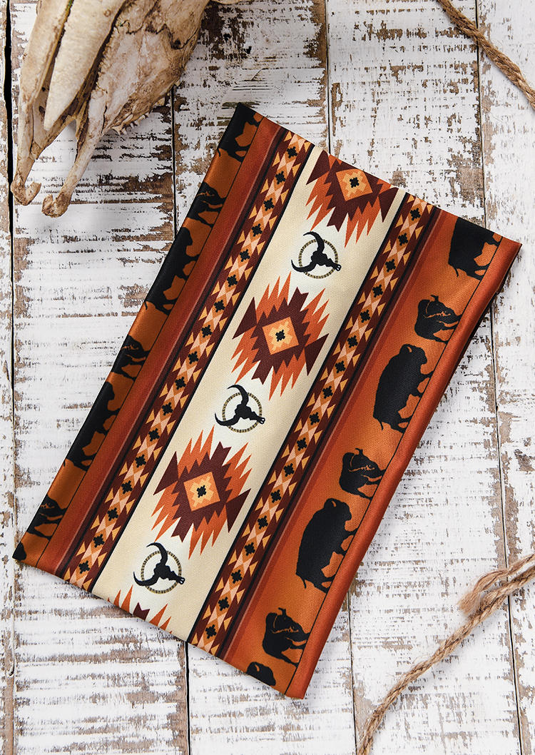 

Aztec Geometric Steer Skull Buffalo Yoga Wide Headband, Multicolor, SCM006958