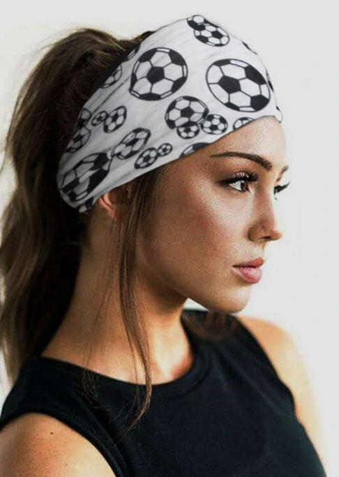 

Soccer Elastic Sports Wide Headband, Black;white, SCM008616