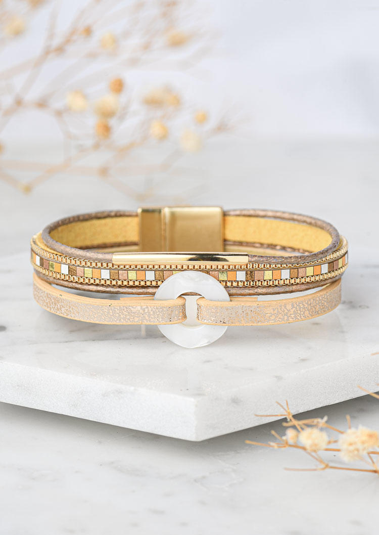 

Colorful Magnet Buckle Bracelet, Khaki, SCM012199