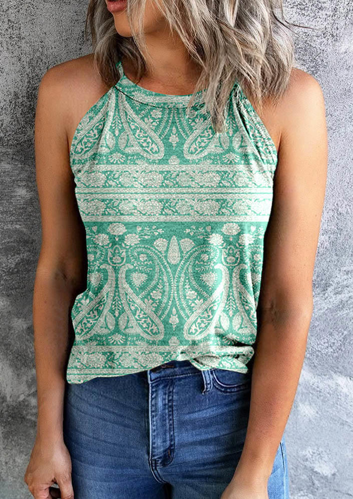 

Paisley O-Neck Casual Tank, Multicolor, SCM012786