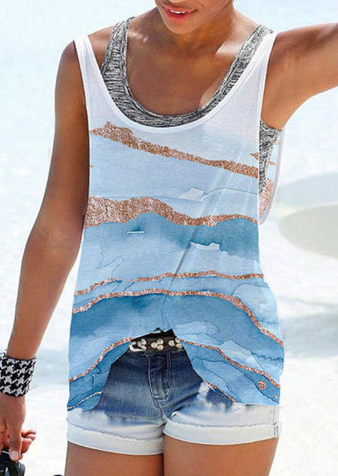 

Gradient Abstract Graphic Tank - Light Blue, SCM013791