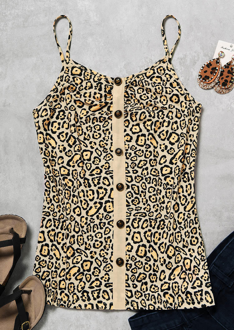 Leopard Button Casual Camisole