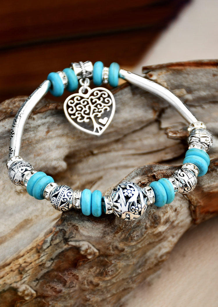 

Tree Of Life Turquoise Heart Bracelet, Silver, SCM013914