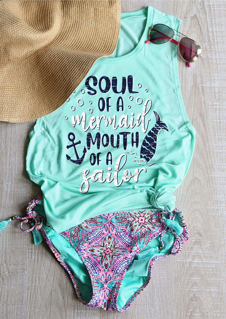 

Soul Of A Mermaid Mouth Of A Sailor Tank - Cyan, Blue, SCM014010
