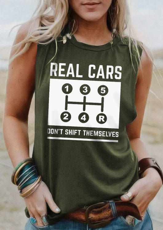 

Real Cars Don't Shift Themselves Tank - Army Green, SCM014157