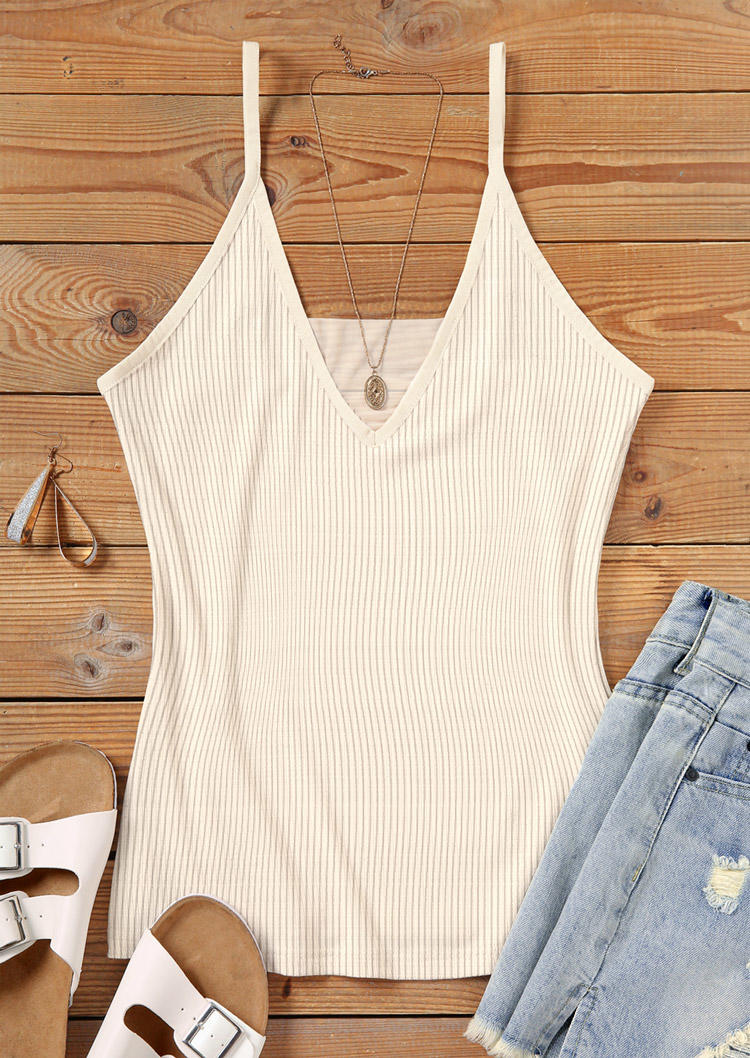 Mesh Ribbed Chic Camisole - Beige