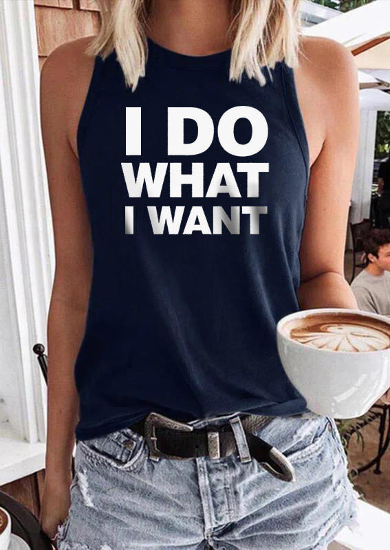 

I Do What I Want Racerback O-Neck Tank - Navy Blue, SCM014212