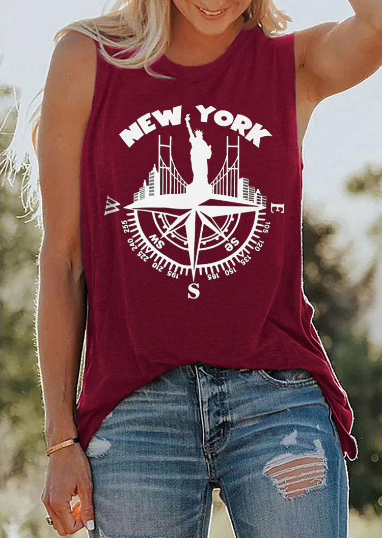 

New York Statue Of Liberty Compass Tank - Burgundy, Red, SCM014213