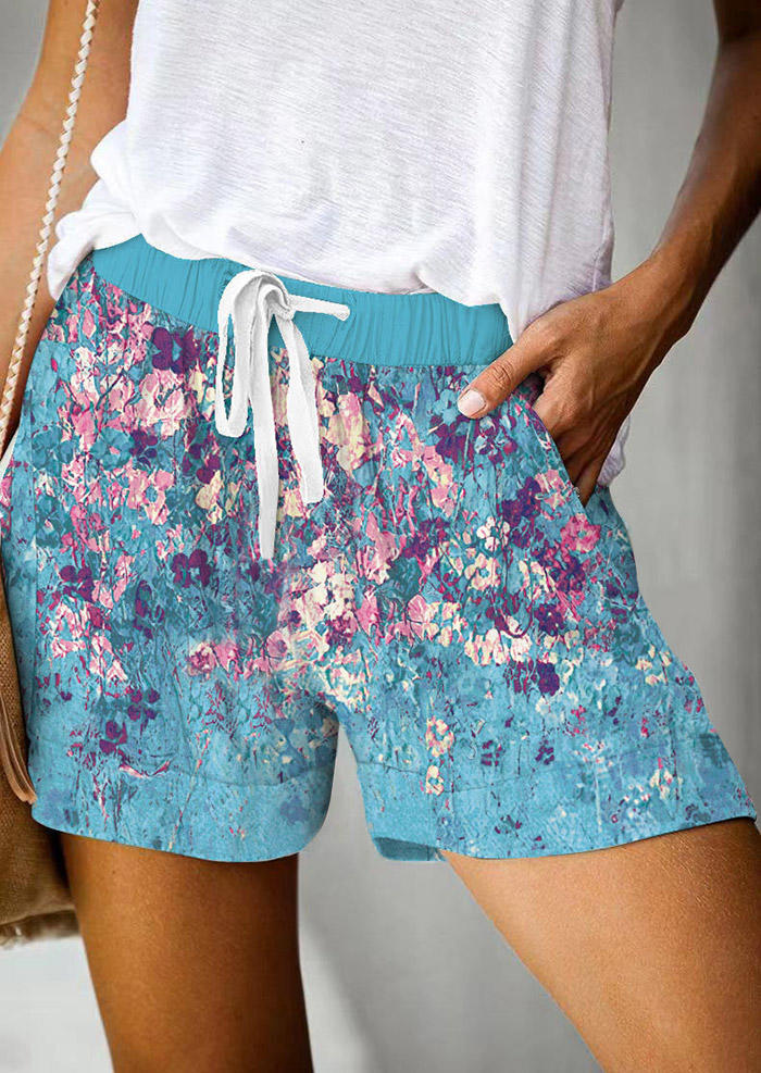 

Floral Pocket Drawstring Shorts, Multicolor, SCM014057