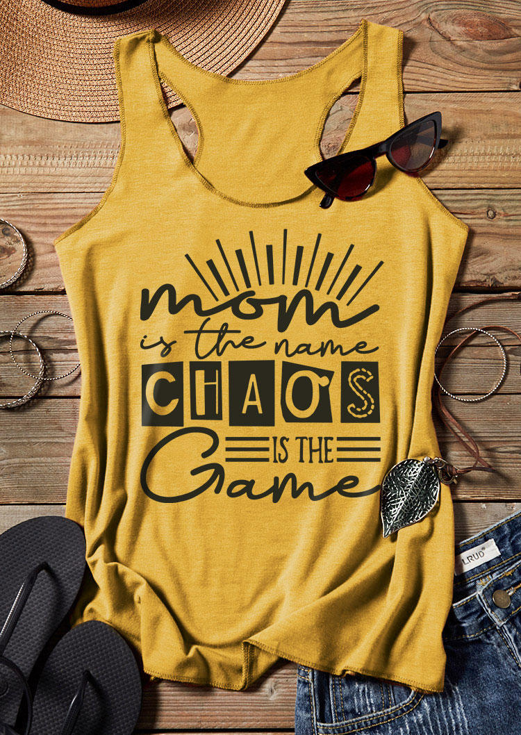 

Mom Is The Name Chaos Is The Game Racerback Tank - Yellow, SCM014102