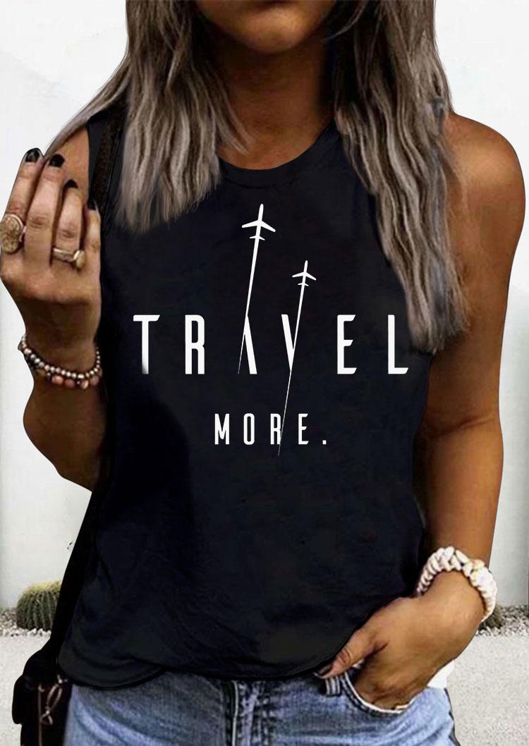 

Travel More Plane O-Neck Tank - Black, SCM014193