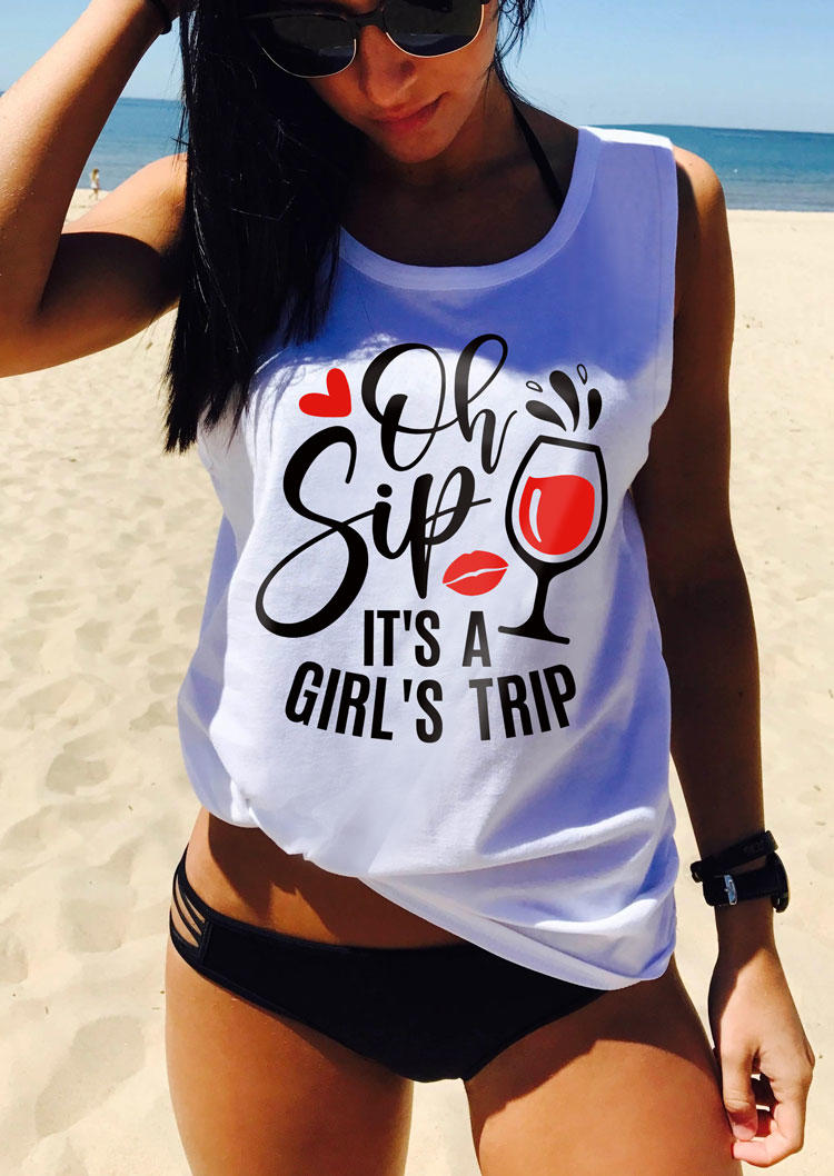 

Oh Sip It' A Girl' Trip Tank - White, SCM013790