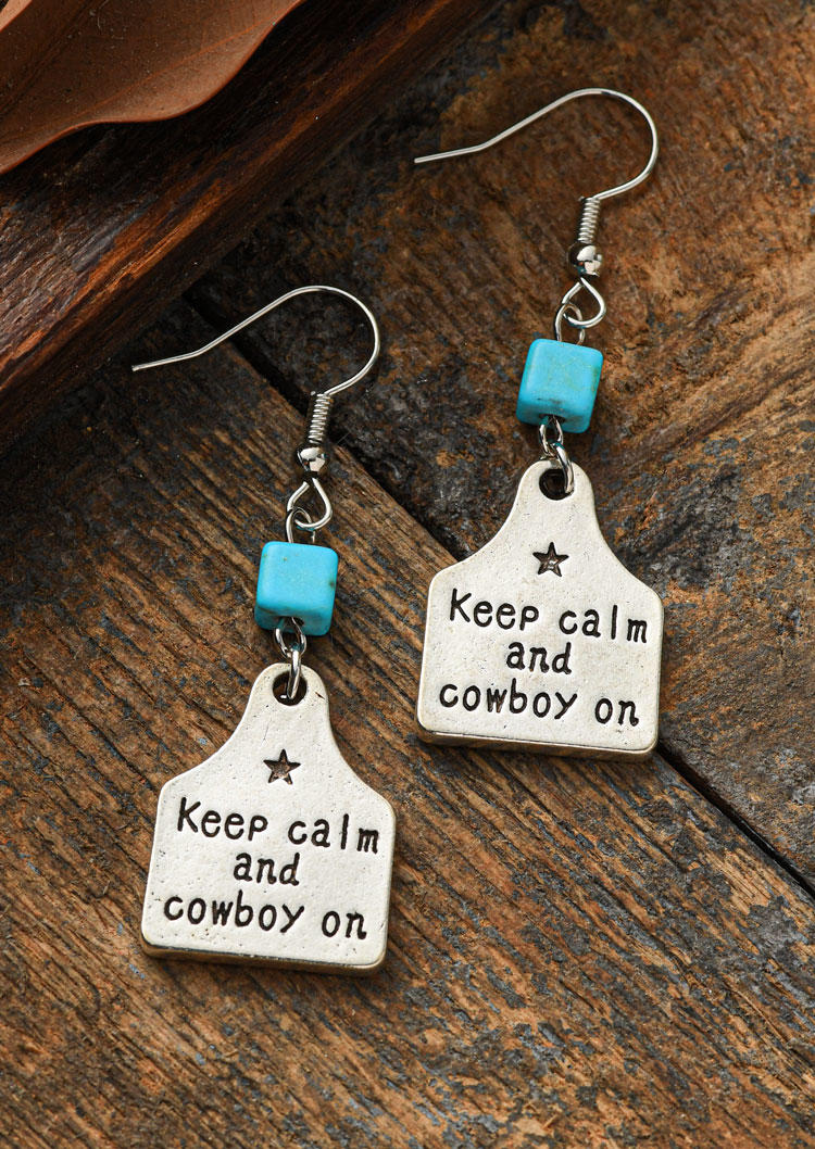 

Keep Calm And Cowboy On Turquoise Earrings, Multicolor, SCM014025