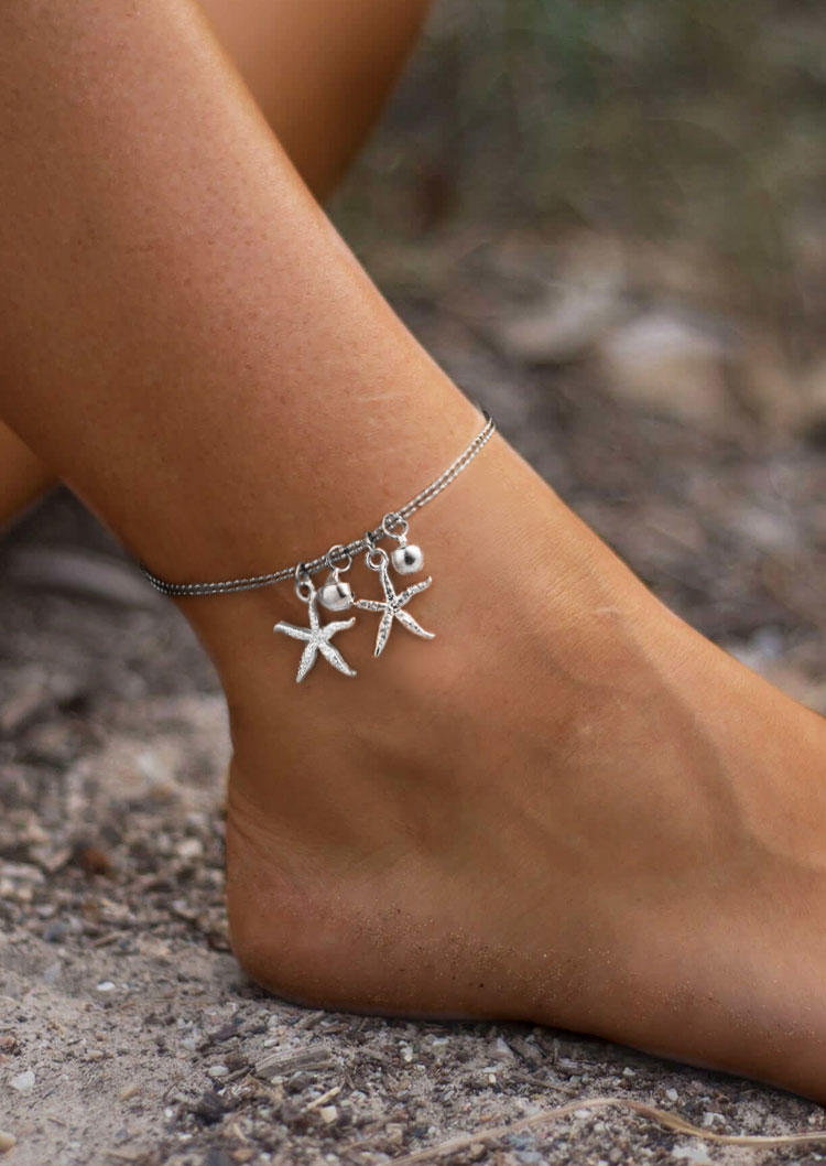 

Starfish Bell Dual-Layered Anklet, Silver, SCM014095