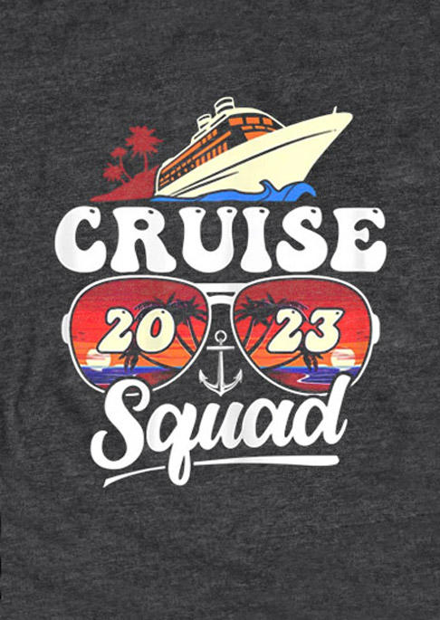 Cruise Squad 2023 Glasses Anchor T-Shirt Tee - Dark Grey