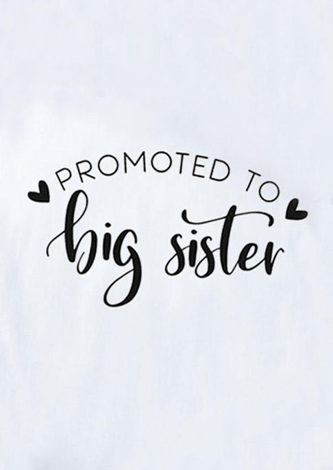 Promoted To Big Sister Heart T-Shirt Tee - White