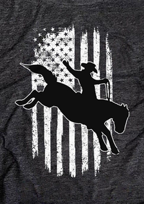 American Flag Rodeo Cowboy Tank - Dark Grey