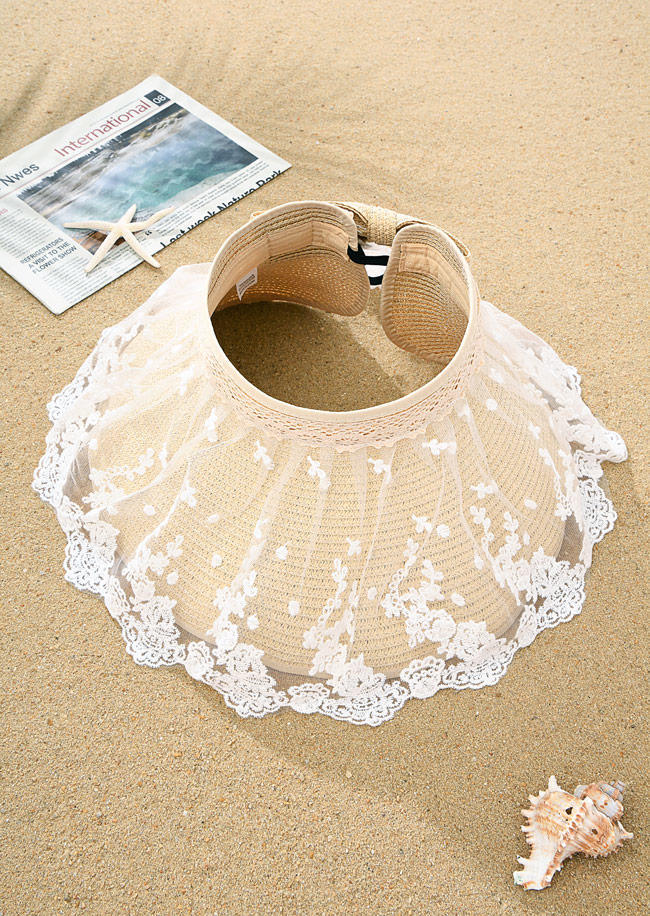 

Bowknot Lace Splicing Sun Hat, White, SCM013615