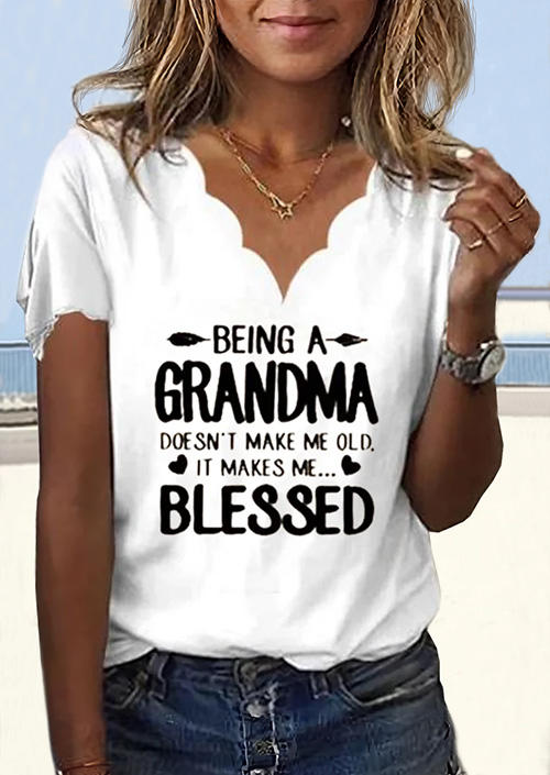 

Being A Grandma Doesn't Make Me Old It Makes Me Blessed T-Shirt Tee - White, SCM014216