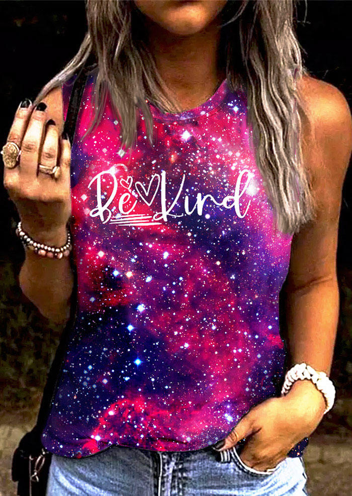 

Be Kind Heart O-Neck Tank, Multicolor, SCM013452