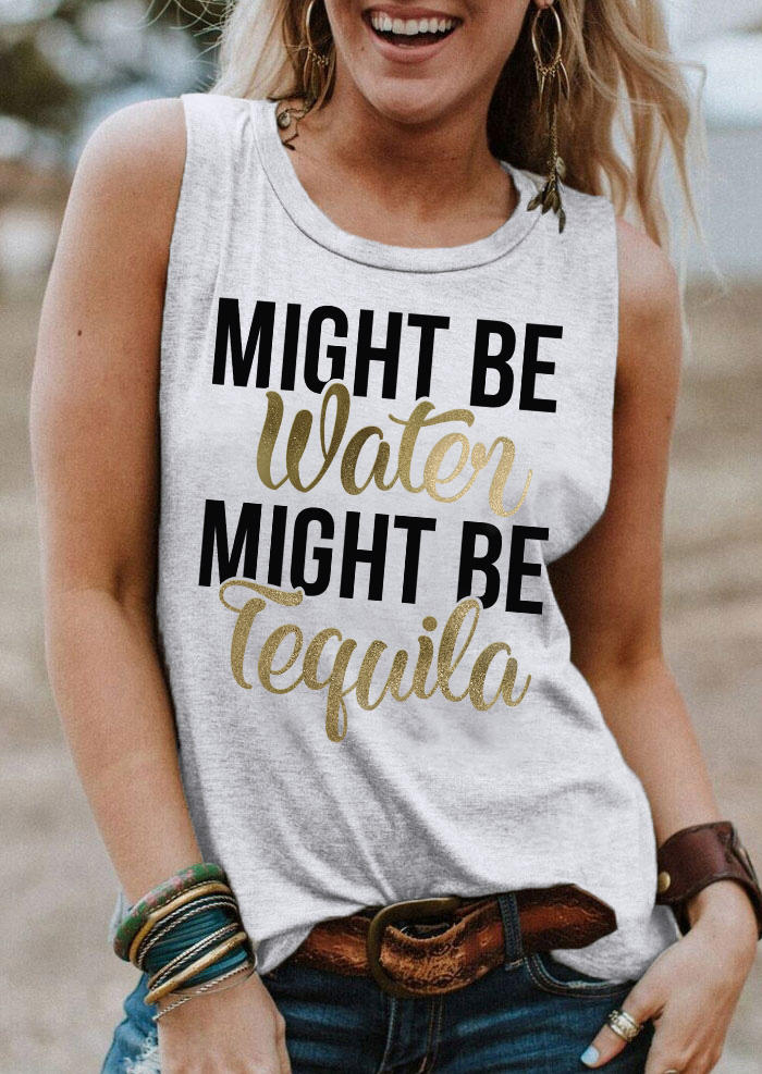 

Might Be Water Might Be Tequila Tank - Light Grey, Gray, SCM014249