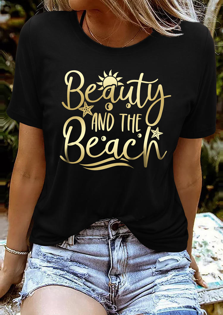 

Beauty And The Beach Starfish T-Shirt Tee - Black, SCM014304