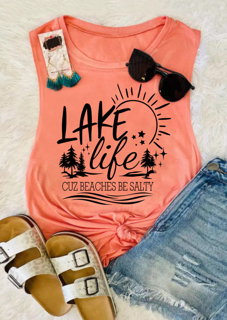 

Lake Life Cuz Beaches Be Salty Tank - Orange, SCM014344