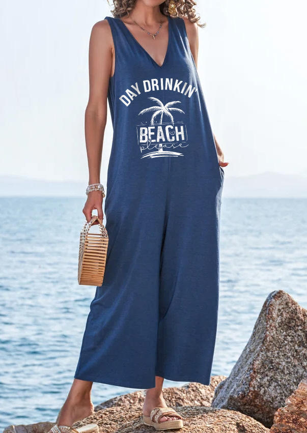 

Day Drinkin' Beach Please Coconut Tree Jumpsuit - Blue, SCM014412