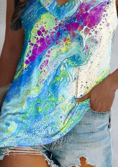 Abstract Graphic V-Neck Tank