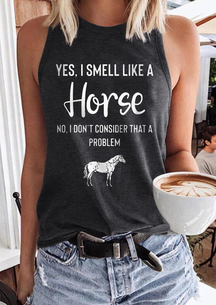 

Yes I Smell Like A Horse Racerback Tank - Dark Grey, Gray, SCM014490